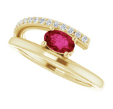 14K Yellow Natural Ruby & 1/8 CTW Natural Diamond Ring