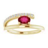 14K Yellow Natural Ruby & 1/8 CTW Natural Diamond Ring