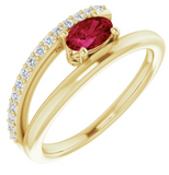 14K Yellow Natural Ruby & 1/8 CTW Natural Diamond Ring