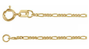 14K Yellow 1.28 mm Figaro 18" Chain