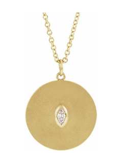 14K Yellow .05 CT Natural Diamond Disc 16-18" Necklace