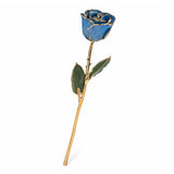 Lacquered Blue Colored Rose with Gold Trim