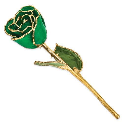 Lacquered Green Rose with Gold Trim