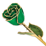 Lacquered Green Rose with Gold Trim