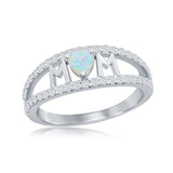 Sterling Silver 'MOM' Opal Heart Ring