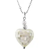 Sterling Silver Mother of Pearl Heart 18