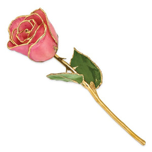 Lacquered Pink Rose with Gold Trim