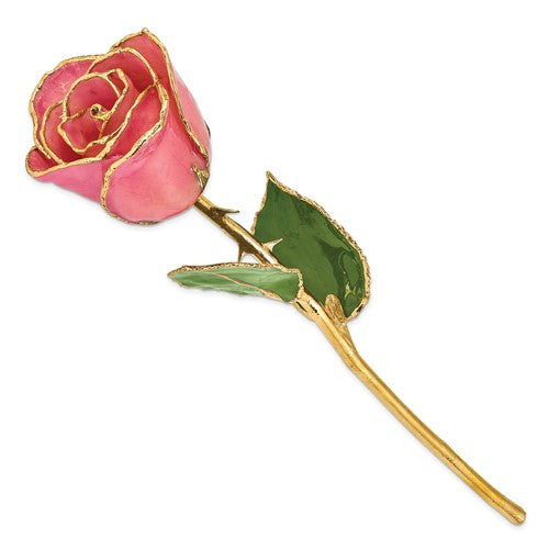 Lacquered Pink Rose with Gold Trim