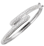 14K White 3 CTW Natural Diamond Bangle 6 1/2" Bracelet