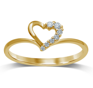 14k Gold Heart Ring with .07 Carat Diamonds