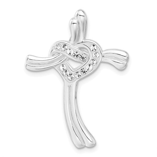 Sterling Silver Stellux Crystal Heart Cross Necklace