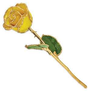 Lacquered Yellow Rose with Gold Trim