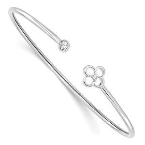 14k White Gold Diamond Bangle