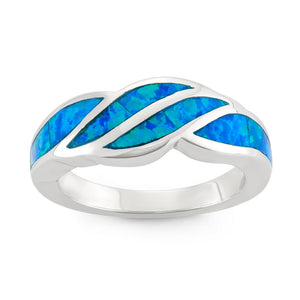 Blue Inlay Opal Ring