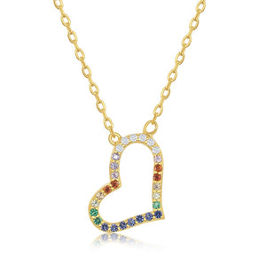 Heart Rainbow Birthstone Necklace