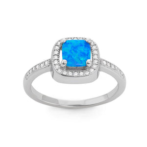 Blue Opal With Micro Pave Ring