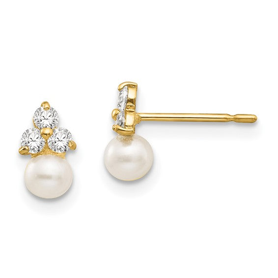 14k Gold FW Cultured Pearl Children Earrings