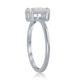 Princess Cut White Opal Ring