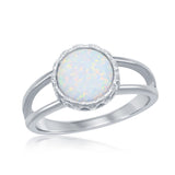 Round White Opal Ring