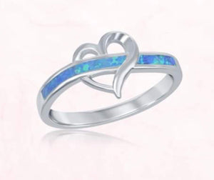 Opal Inlay Heart Ring