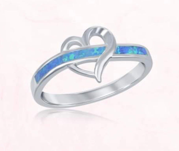 Opal Inlay Heart Ring