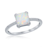 Princess Cut White Opal Ring